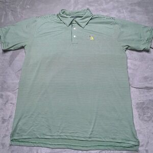 Local Boy Outfitters Shirt Large Green Stripe Golf Performance Polo Stretch Prep